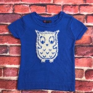 t/o Sweater Blue white Owl size 6 girls